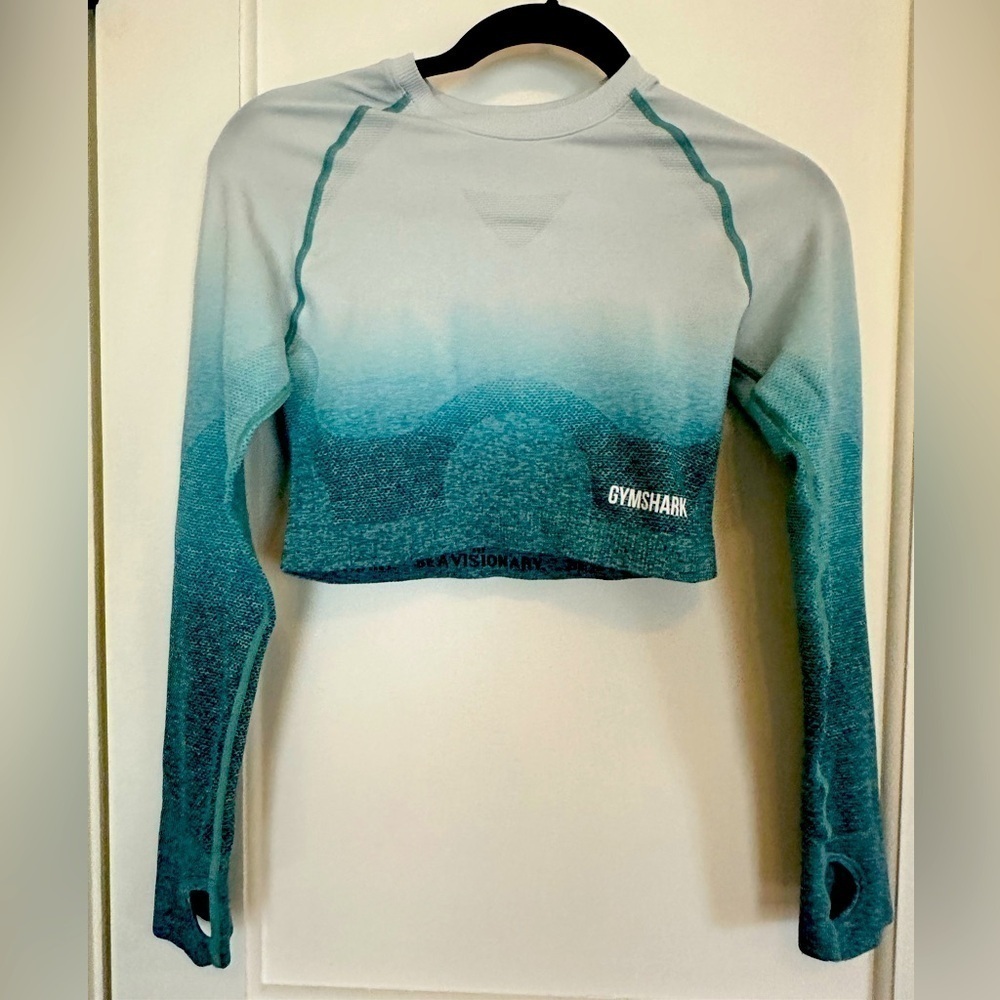 **Gymshark Crop Top Womens Size Med Ombré Long Sleeve Flex Sports Athleisure**